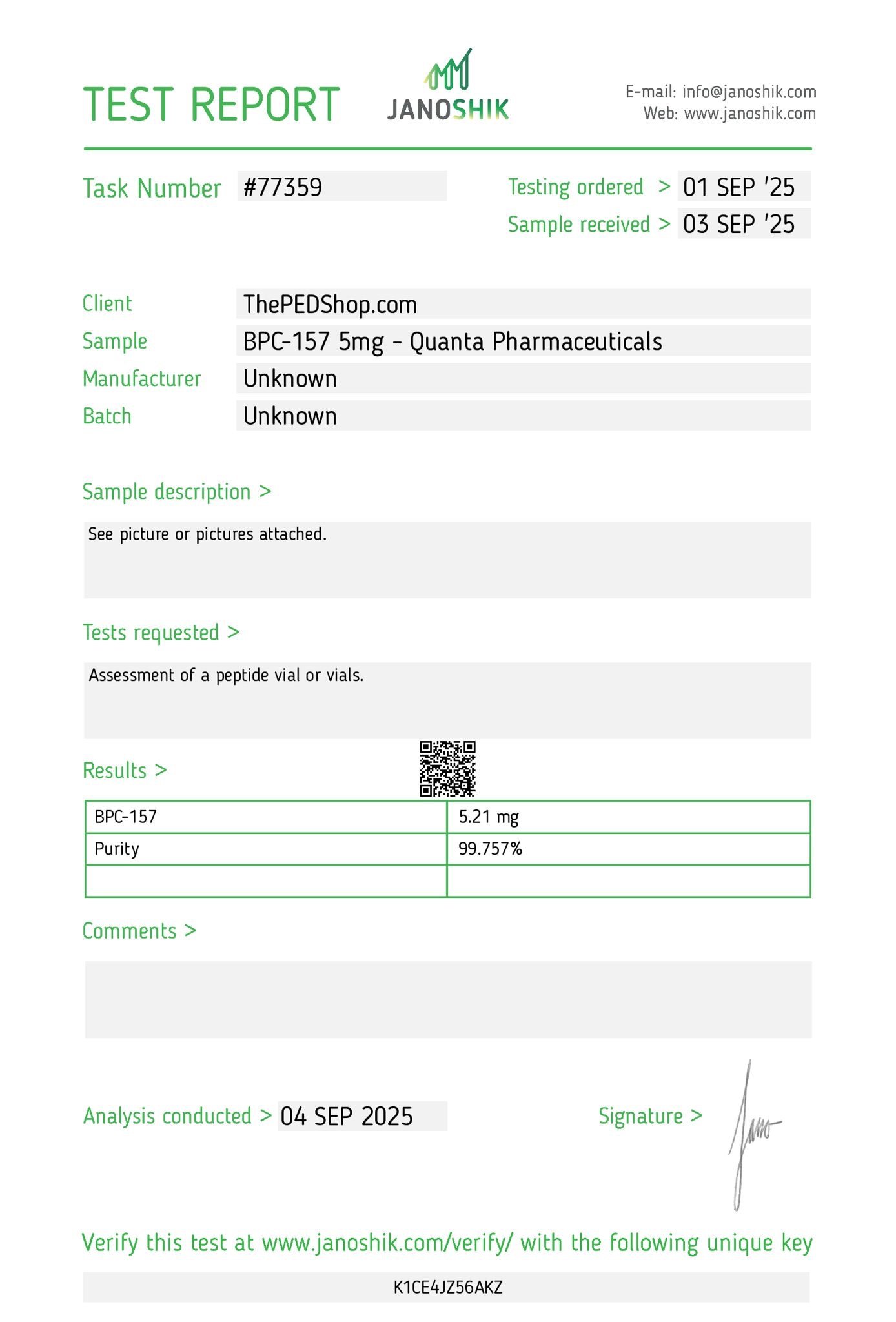 Quanta Pharma BPC-157 5mg