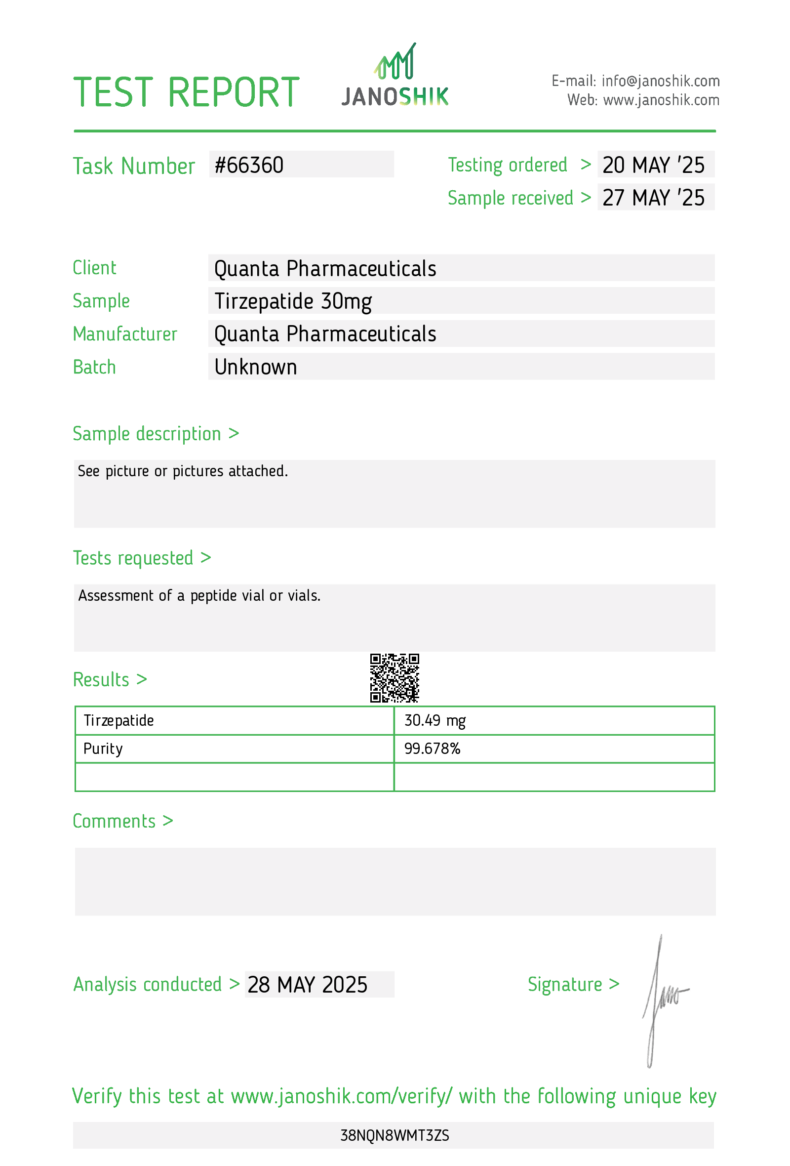 Quanta Pharma Tirzepatide 30mg + Free BW